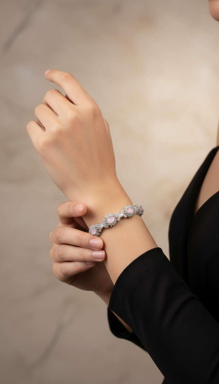 American Diamond Silver Bangle